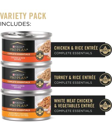 Purina Pro Plan Entrees in Gravy Variety Pack - 24 Pack of 3 oz. Cans - Buy Online on GoSupps.com