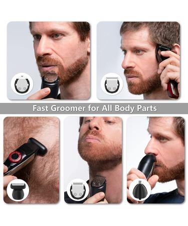 Adjustable Beard Trimmer for Men | Rechargeable 5-in-1 Grooming Kit | Electric Hair & Nose Trimmer | Body Clipper | 40 Precisions | Clean & Stubble Look | Upgraded Version - Red - Buy Online on GoSupps.com