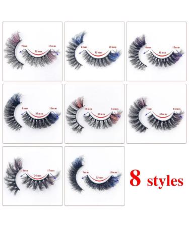 IFLOVEDEKD 10 Pairs Colored Russian Strip Lashes - 5 Colors, 8 Styles - Wispy Faux Mink - Fluffy & Long - Reusable D Curl Lash Strips - Buy Online on GoSupps.com