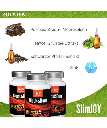 Slimjoy Block & Burn - Double Fat Burning Capsules with Green Tea Extract & Brown Sea Algae | 90 Day Supply - Buy Online on GoSupps.com