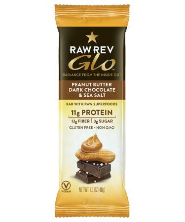 Raw Rev Glo Peanut Butter Dark Chocolate & Sea Salt 12 Bars 1.6 oz (46 g) Each