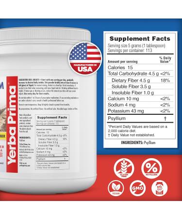 Yerba Prima Psyllium Whole Husks Fiber Supplement 20oz - Colon Cleanse Gut Health - Vegan Non-GMO Gluten Free - 1 Pack (114 Servings) - Buy Online on GoSupps.com