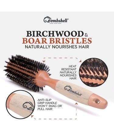Sustainable Boar Bristle Round Brush with Birch Wood Handle - 2.5 inch for Styling, Blowouts and Curling - Buy Online on GoSupps.com