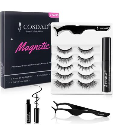 COSDAD Magnetic Eyelashes with Eyeliner - Black - 7 Piece Set