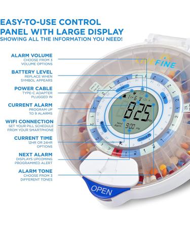 LiveFine Smart WiFi Pill Dispenser | 28-Day Medication Organizer with Locking Key & Adjustable Alarms - Buy Online on GoSupps.com