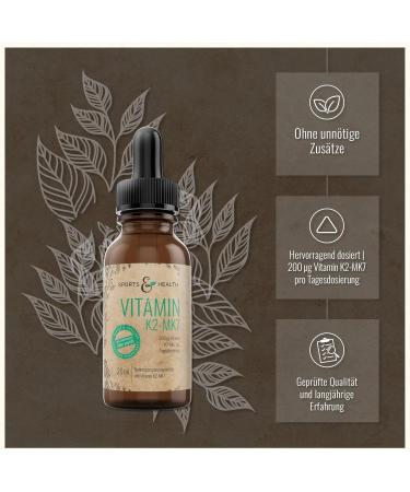 Vitamin K2 MK7 Drops - 200 g Daily Dose High Bioavailability Additive-Free Made in Germany - 20ml Liquid Form - Buy Online on GoSupps.com
