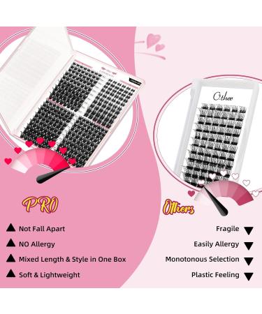 PRO 300 Pcs Cluster Lashes Lash 4 Styles Clusters DIY Eyelash Extension Individual Lashes Thin Band Easy to Apply at home Lashes(4 Styles 8-16mix) 8-16 mix 4 Styles (300 Pcs) - Buy Online on GoSupps.com