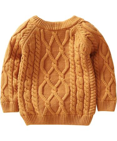 De feuilles Toddler Unisex Cable Knit Pullover Sweater | Chunky Knit Jumper with Warm Lining - Yellow | Size 8-9 Years - Buy Online on GoSupps.com