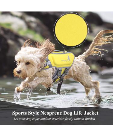 VIVAGLORY Lightweight Dog Life Jacket - Skin-Friendly Neoprene D-Ring & Quick Release Buckle for Small Dogs (48-56cm Chest) - Yellow Pet Lifesaver - Buy Online on GoSupps.com