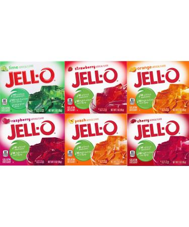 Gelatin Variety Pack, 6 Different Flavors, 3 Ounce, 1 Box per Flavor 6 Essentials 6 Count (Pack of 1)