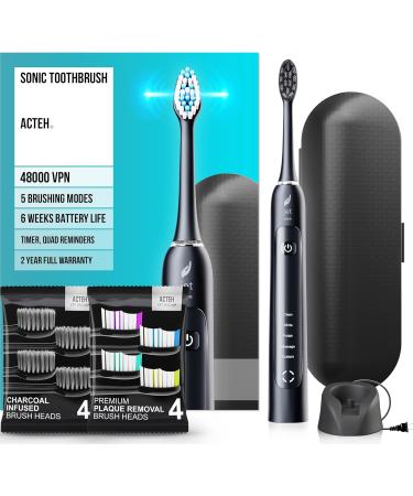 Buy Sonic Toothbrush - 48 000 VPM 5 Modes Charcoal Bristles Timed Care Long Battery Life - Best Electric Toothbrush for Adults - Buy Online on GoSupps.com