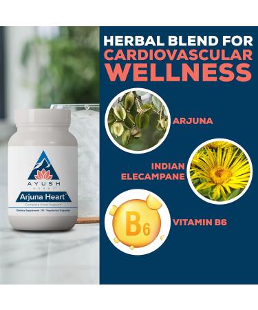 Ayush Herbs Arjuna Heart - Complete Heart-Support Supplement Natural Arjuna Magnesium & CoQ10 Formula for Women & Men - 90 Vegetarian Caplets (1 Count) - Buy Online on GoSupps.com