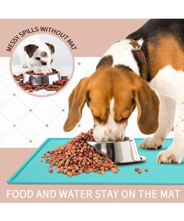 Senmipy Silicone Dog Food Mat - Waterproof, Non-Slip, BPA Free - 23x15 Inch Turquoise Pet Mat for Food and Water Bowls - Buy Online on GoSupps.com