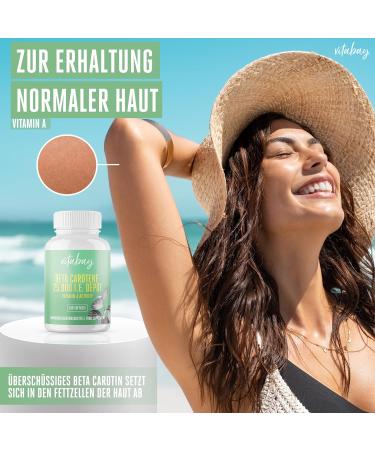 VITABAY Beta Carotene Depot Capsules - 180 Vegan Softgels 25 000 I.E for Enhanced Tanning & Vitamin A Boost - Buy Online on GoSupps.com