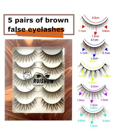 RUISHOW Colored False Eyelashes - 5 Pairs Handmade Wispy Natural Faux Mink Lashes - Buy Online on GoSupps.com