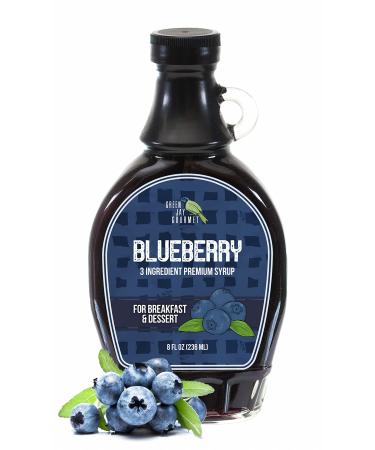 Green Jay Gourmet Blueberry Syrup - 3 Ingredient Premium Breakfast Syrup with Fresh Blueberries, Cane Sugar & Lemon Juice - All-Natural, Non-GMO Pancake Syrup, Waffle Syrup & Dessert Syrup - 8 Ounces Blueberry 8 Fl Oz (Pack of 1) - Buy Online on GoSupps.com