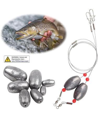 Egg Fishing Sinker Weight Rigs - Stainless Steel Saltwater Leader with Swivel Snap Connector for Trout Bottom Fishing - 0.5oz-8pcs - Buy Online on GoSupps.com