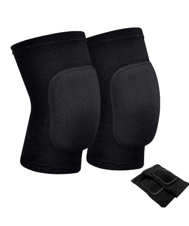RYBTB Knee Pads with Elastic Support for sporter  Breathable Knee Protection for Men Women Kids  Knee Brace for Volleyball Football Dance Yoga Tennis Running Cycling Workout Climbing(L  Black) Large Black