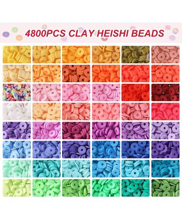 QUEFE 4800pcs Clay Beads for Bracelet Making Kit - 48 Colors Polymer Clay Beads for Jewelry Making - Heishi Beads for Girls 8-12 - Preppy Gift Pack - Buy Online on GoSupps.com