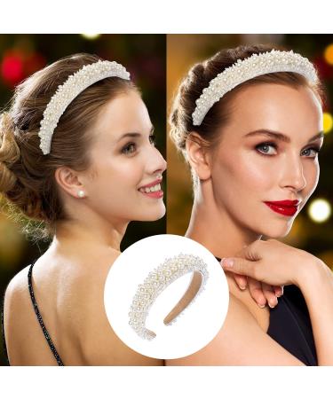 KALIONE Faux Pearl Headband for Women - White Bridal Hair Hoop for Wedding Accessories - Buy Online on GoSupps.com