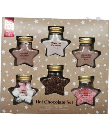 Deluxe Hot Chocolate Kit Gift Set - 6 Flavoured Chocolate Jars with Peppermint, Milk & White Choc, Orange Choc, Mini Mallows & Sprinklers - Buy Online on GoSupps.com