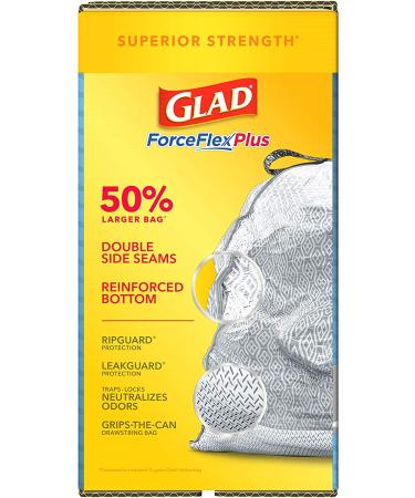 GLAD ForceFlexPlus XL X-Large Kitchen Drawstring Trash Bags - 20 Gallon Grey Trash Bag  Fresh Clean with Febreze Freshness 80 Count (Package May Vary) 80 Count (Pack of 1) - Buy Online on GoSupps.com