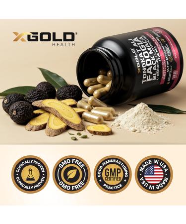 X Gold Health 5-1 Tongkat Ali | Fadogia Agrestis | Maca | L-Arginine | L-Citrulline | Energy, Vitality & Stamina Booster for Men & Women | Non-GMO Made in USA 120 Capsules - Buy Online on GoSupps.com