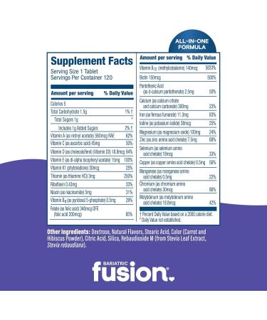 Bariatric Fusion Very Berry Complete Chewable Bariatric Multivitamin with Iron and Vitamin K for Bariatric Surgery Patients Including Gastric Bypass and Sleeve Gastrectomy - 120 Tablets - Buy Online on GoSupps.com