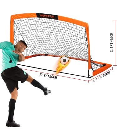 WEKEFON 5x3.1 Portable Soccer Goal Net for Kids - Orange | Backyard Games & Training Goals with Carry Bag - Buy Online on GoSupps.com