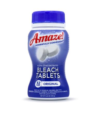 AMAZE! Ultra Concentrated Bleach Tablets for Laundry and Home Cleaning (32 Count Original)