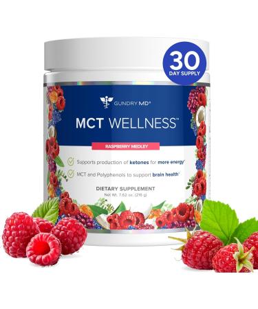 Gundry MD MCT Wellness Powder to support Energy, Ketone Production and Brain Health, Keto Friendly, Sugar Free - Raspberry Medley Flavor - (30 Servings)