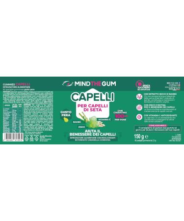 Mind the Gum SILK HAIR Candy Size Food Supplement With Bamboo And Keratin For The Strength Of Your Hair And Nails | Sugar Free | 60 Gummy Candy Pear Taste - Buy Online on GoSupps.com