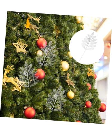 Abaodam 5pcs Christmas Simulated Leaves Gold Dining Table Christmas Glitter Stems Creative Pendant Bride Silver 41x20x0.1cm - Buy Online on GoSupps.com