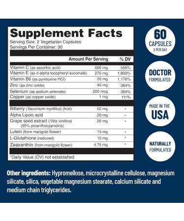 Doctor Formulated AREDS 2 Plus Eye Vitamins for Macular Degeneration - 60 Capsules - Buy Online on GoSupps.com