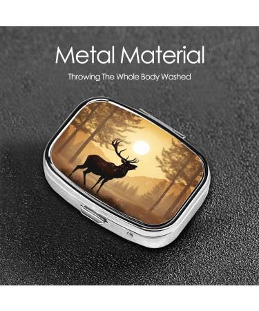 Elk Artwork Pill Case | 2 Compartment Small Pill Box Travel Organizer | Cute Purse Accessory & Gift - Buy Online on GoSupps.com