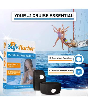 SafeHarbor Motion Sickness Relief Kit | 2 Bands + 10 Natural Patches | Kids & Adults | Cruise Necessity + E-Book - Buy Online on GoSupps.com