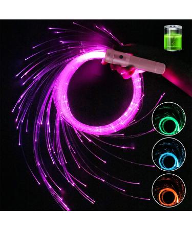 AMKI Fiber Optic Whip,Rechargeable Dance Flow Pixel Whip Super Bright Light Up Rave Toy 40 Color Effects Mode 360 Swivel for Dancing, Parties, Light Shows, EDM Music Festivals Rechargeable Pink