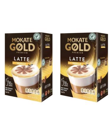 Mokate Gold Premium Latte Vanilla Flavour with skimmed milk Powder 2x boxes 10x sachets