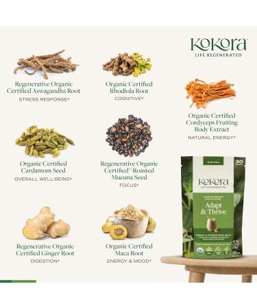 kokora Adapt & Thrive - Energy & Stress Resilience Organic Ashwagandha & Cordyceps Blend to Support Healthy Adrenal Function Coffee Alternative - Buy Online on GoSupps.com