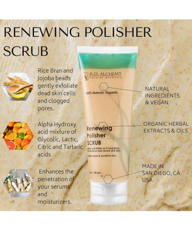 RD Alchemy 100% Natural Organic Face Scrub - Brightening Exfoliator with Jojoba Beads & AHAs for Renewed Skin - Buy Online on GoSupps.com