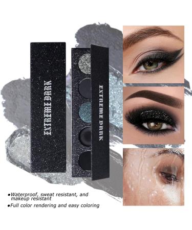 LXZJJM Smoky Eye Shadow Palette Extreme Darkness Eyeshadow Palette High Pigment Dark Shades In Black Grey And Silver Long-Lasting 5 Colors - Buy Online on GoSupps.com