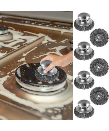 Steel Wool Scrubber with Replacement Pads Set Replaceable Steel Pot Scrubber Non Scratch Steel Dish Scrubber Sturdy Steel Pan Scrubber for Cleaning Pots Pans Grills Sink - Buy Online on GoSupps.com