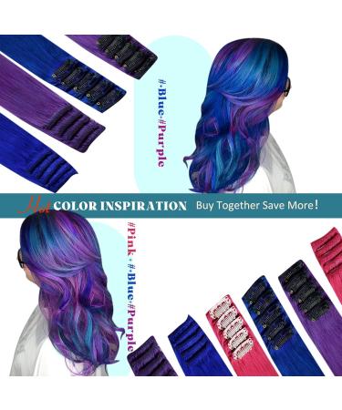 Runature 45cm Purple Clip In Hair Extensions - Real Silky Hair 5pcs Invisible Double Tresse 25g/package - Buy Online on GoSupps.com