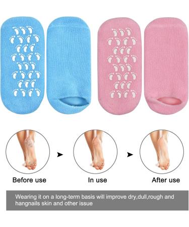 Jinlaili Moisturizing Gel Socks - 2 Pairs Infused with Vitamins & Oils for Soft Hydrated Skin - Spa Quality Repair for Dry Feet - Buy Online on GoSupps.com