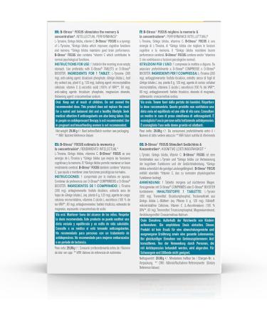 D-STRESS FOCUS 30 tablets | L-Tyrosine Ginkgo biloba and Vitamin C | Boosts memory and concentration | Vegan Gluten Free Soy Free Non-GMO | Origin France | SYNERGIA laboratory - Buy Online on GoSupps.com