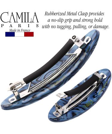 Camila Paris CP2984 Handmade Oval Blue French Hair Barrette Clip for Women - Strong Hold Grip, No Slip Closure - Durable Styling Hair Accessories from France - Buy Online on GoSupps.com