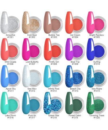Aikker 27 Pcs Nail Dip Powder Kit: 20 Summer Colors Glitter All-in-one Dipping Powder System - Quick Dry Formula with Essential Liquids & Tools | Perfect Graduation Gift (AK39) - Buy Online on GoSupps.com