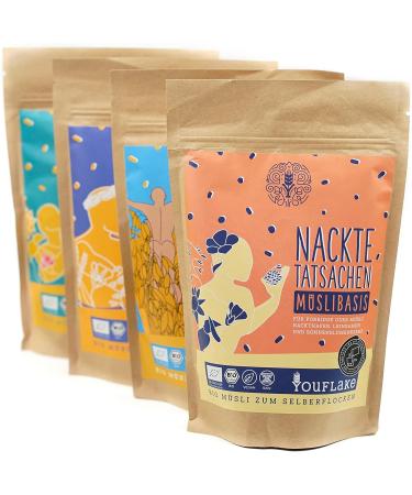  YouFlake YouFlake Muesli Base (organic) Naked Oats | Muesli for pressing flakes | Naked oats sunflower seeds and flax seeds | 500 g - Buy Online on GoSupps.com