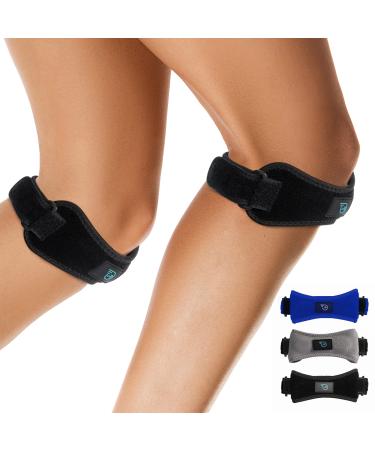 Run Forever Sports Patella Strap Knee Brace Support for Arthritis, ACL, Running, Basketball, Meniscus Tear, Sports, Athletic. Best Knee Brace for Hiking, Soccer, Volleyball & Squats (Pack Of 2, Black) Pack Of 2 Black