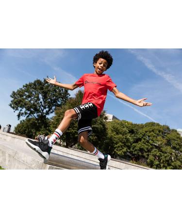 Champion Boys Heritage Script Mesh Short Medium - Crayon Orange/Navy - Buy Online on GoSupps.com